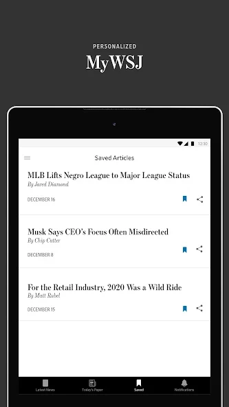 The Wall Street Journal. News screenshot
